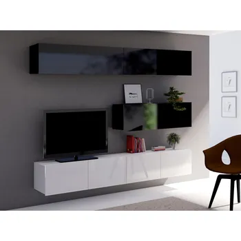Obývací stěna GAB Obývací stěna LORONA 8, Bílá/Černá 210 cm