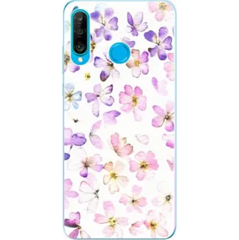 Pouzdro na mobilní telefon Silikonové pouzdro iSaprio - Huawei P30 Lite - Fialové Kvítky (Odolný silikonový kryt, obal, pouzdro iSaprio - Huawei P30 Lite - Fialové Kvítky - skvělá ochrana a pružnost, stylový UV potisk, lehkost, tiskne se v České republice)