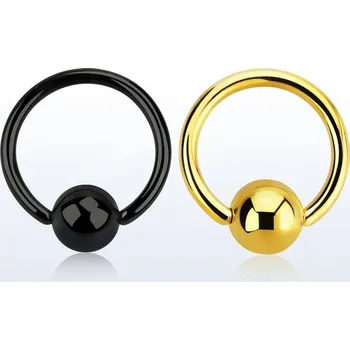 Piercing Piercingate Piercing kroužek PKR00125 - Barva/Motiv: Černá, Kuličky: 3 mm, Průměr kroužku: 8 mm, Průměr tyčky: 0,8 mm