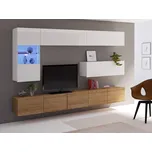 GAB Obývací stěna LORONA 4, Bílá/Zlatý dub 255 cm