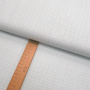 Bavlněné plátno - Ornament mátovo-šedý na bílé - šíře 150cm