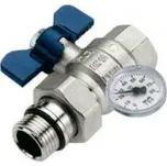 TIEMME Kulový kohout PŘÍMÝ MF 1" s teploměrem, MODRÁ TM2120B2806