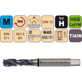 Ruční nářadí NÁSTROJE CZ Strojní závitník /CZZ2870/ pro metrický závit se šroubovitou drážkou CZZ Závit: M4