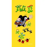 Dětská plážová osuška KRTEK A ŽABKY (Krteček), žlutá, froté, 70x150cm