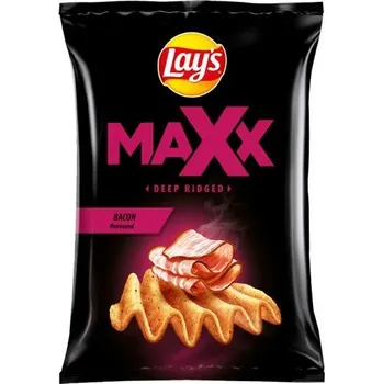 Chips Lays Maxx Smažené bramborové lupínky s příchutí slaniny 120g