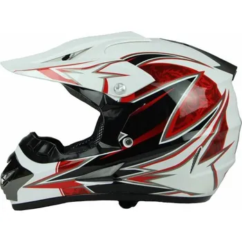Motodoplněk Cross helma červeno-bílá XTR (Motocrossová přilba bílá)