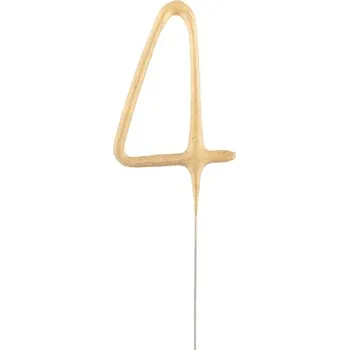 Dortová svíčka Godan Prskavka na dort číslo 4 zlatá 17 cm