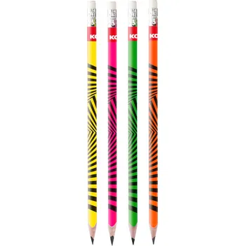 Trojhranná obyčejná tužka Kores Neon, bílá pryž, HB