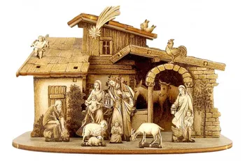 Betlém Amadea Dřevěný skládací betlém 3D 12 cm sépiový