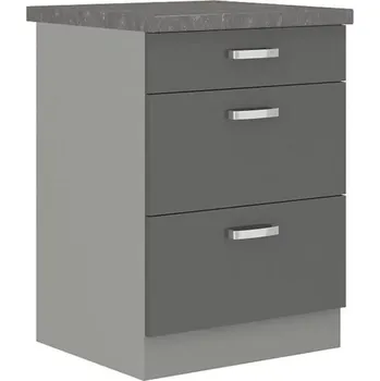 Kuchyňská skříňka Grey 60D 3S BB, šedá