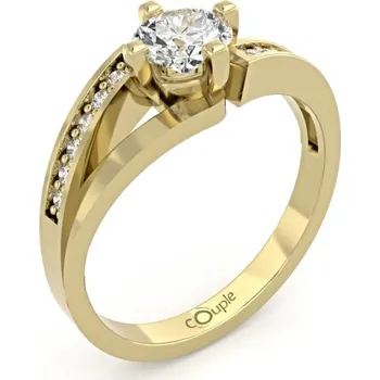 Šperk Couple, Zajímavý prsten Tilde, žluté zlato se zirkony, vel. 54, prům. 17.2 mm, 585-66-1-0277.0Z00.0.54.001