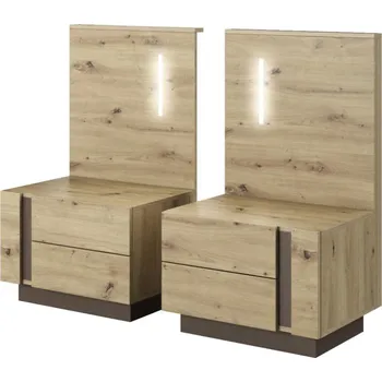 Noční stolek Noční stolek s osvětlením Arco O 2x Dub Artisan/Grafi