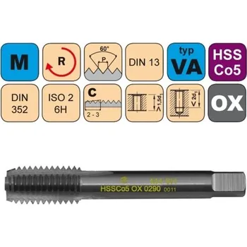 Ruční nářadí NÁSTROJE CZ Sadový závitník /CZZ0290/ M6x1 ISO2 HSSCo5 OX DIN 352 Závit: M6-II č.2