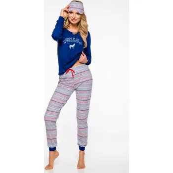 Dámské pyžamo Taro, dámské pyžamo 2124-Nora, dlouhý rukáv, modrá, vel. XL