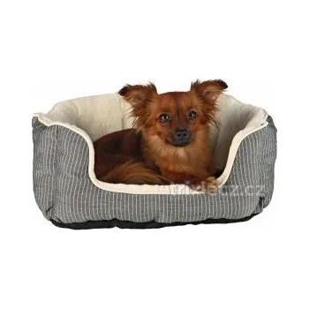 Pelíšek pro psa Oválný pelech DAVIN s plyšem 50 x 40 cm šedo/krémový