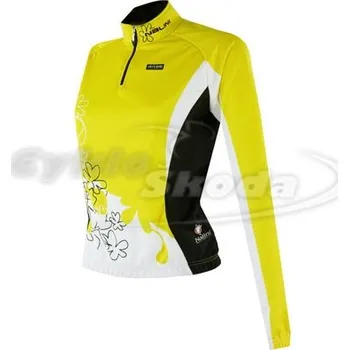 cyklistický dres GALLOCCIA - dámský dres s dlouhým rukávem žlutý