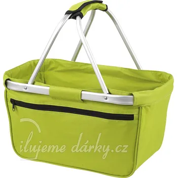 Skládací lehký nákupní košík s kapsou na zip, limetkově zelený
