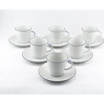 Thun 1794 Tom, šálky a podšálky moka, modrá linka, 100 ml, Thun, 6 ks