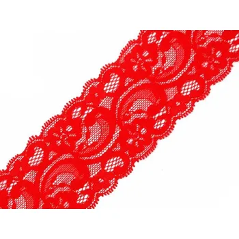Krajka Elastická krajka / vsadka šíře 55 mm, barva 2 červená