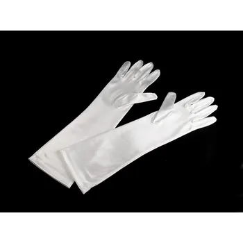 Rukavice Dlouhé společenské rukavice saténové, barva 4 (35 cm) bílá