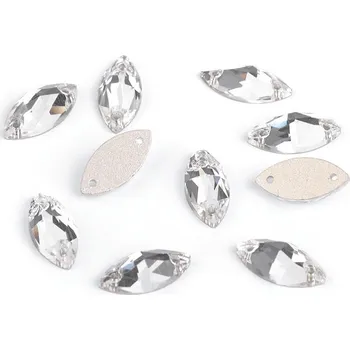 Broušené kamínky naveta našívací, barva 1 crystal