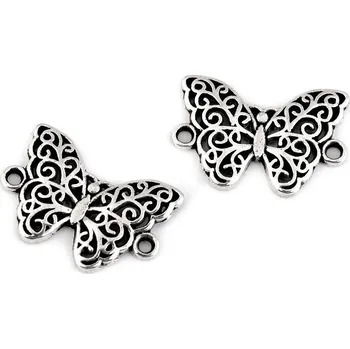 Filigránový dekorační našívací motýl, mandala, srdce, strom života, barva 3 platina motýl