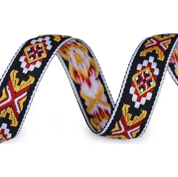 Prýmek / vzorovka indiánský motiv šíře 20 mm, barva 2 hořčicová