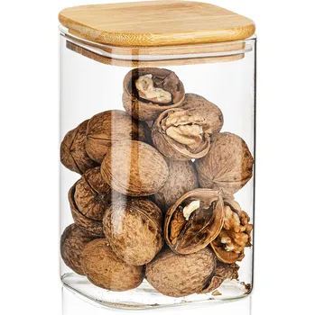Dóza na potraviny 4Home Skleněná dóza na potraviny s víkem Bamboo, 950 ml, průhledná
