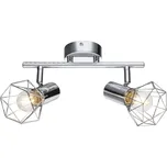 Globo 54802-2 XARA - Stropní dvouramenná bodovka v lesklém chromu 2 x E14 (Stropní svítidlo s naklápěcími bodovkami)