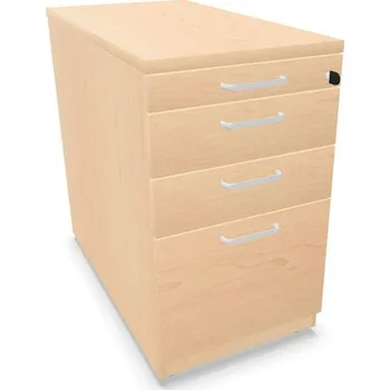 Zásuvkový kontejner Kontejner přístavný, 3 zásuvky+kartotéka, barva javor, v x š x h: 740 x 430 x 800 mm