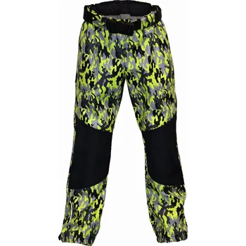 Chlapecké kalhoty Fantom Zateplené softshellové kalhoty fleecem, CAMOUFLAGE s CORDUROU - neon zelené velikost: 116