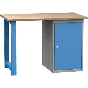 Dílenský stůl Dílenský stůl, d x h x v: 1200x700x827 mm, barva modrá RAL5012/šedá RAL7035, 1 skříňka