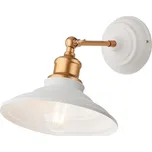 Smarter 01-1290 SPINNER - Naklápěcí nástěnná lampička, bílá s prvkem v antické zlaté barvě (Nástěnné svítidlo v retro stylu, bez vypínače)