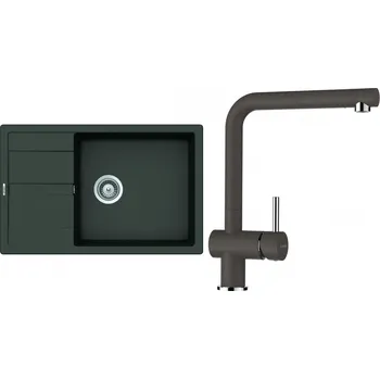 Granitový dřez Set Schock S19-3 (dřez Manhattan D-100LS Asphalt + baterie Epos Asphalt)