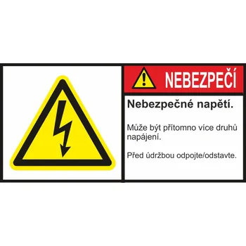 Nebezpečí - nebezpečné napětí 2 samolepící vinylová fólie 35x70 mm