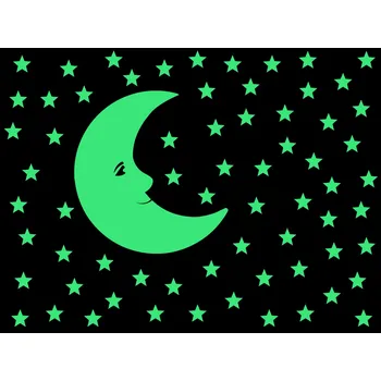 Samolepící dekorace Svítící měsíc a hvězdy samolepky na zeď arch 20 x 20 cm