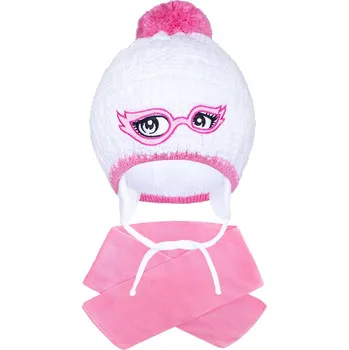 Kojenecké oblečení Zimní dětská pletená čepička se šálou New Baby růžová, vel. 104 (3-4r)