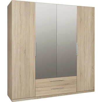 Šatní skříň Skříň Cadixo 4D 200cm Dub Sonoma/Zrcadlo