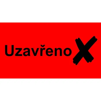 Samolepící etiketa Uzavřeno + symbol samolepící vinylová fólie 95 x 50 mm