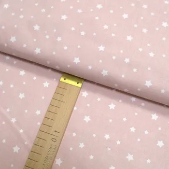 Bavlněné plátno - Bílé hvězdičky na světle růžové - šíře 150cm