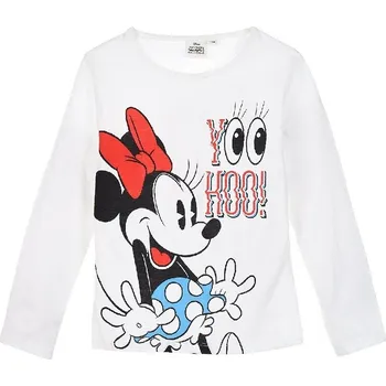 Dívčí tričko Minnie Mouse - bílé dívčí tričko s dlouhým rukávem Velikost: 98