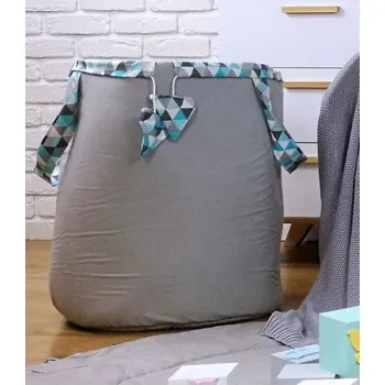 úložný prostor na hračky Dětský koš na hračky TROJÚHELNÍČKY - šedý/tyrkysový