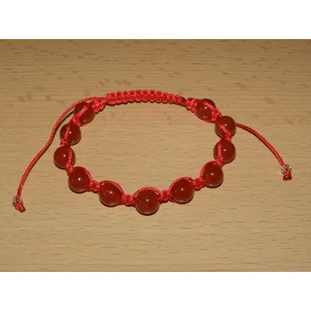 Drahý kámen Drhaný Shamballa náramek - karneol - červená šňůrka - dn28