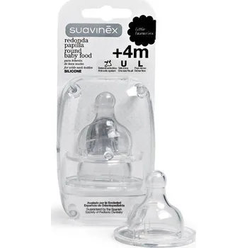 Suavinex Širokohrdlá silikonová savička na kaši UNI/L 2 ks