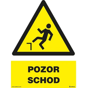 Walteco Pozor - schod 210x297mm, formát A4, samolepka Množství: 1 ks