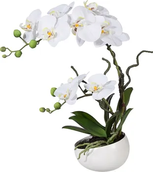 Umělá květina Gasper Orchidej Phalenopsis 42 cm bílá