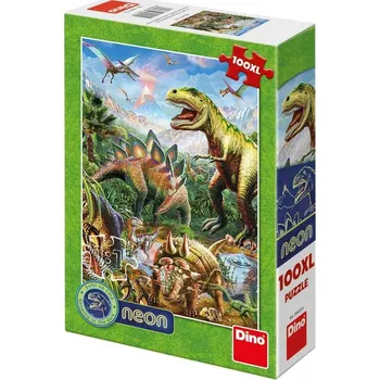 Puzzle Dino Svět dinosaurů neon 100 dílků