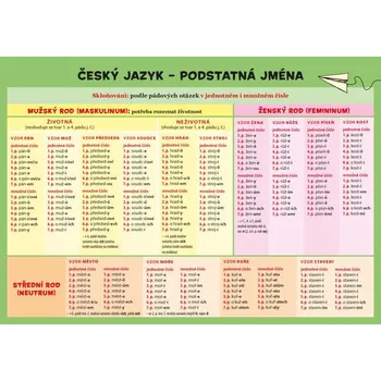 výuková tabulka Český jazyk: Podstatná jména - Zuzana Hladíková (2020, lamino)