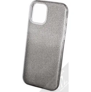 Pouzdro na mobilní telefon 1Mcz Shining Duo TPU třpytivý ochranný kryt pro Apple iPhone 12, iPhone 12 Pro stříbrná černá (silver black)