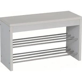 Lavice s botníkem, bílá / chrom, LUSIA